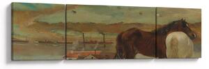 Obraz - Edgar Degas, Horses in a Meadow, reprodukce (170x50 cm)