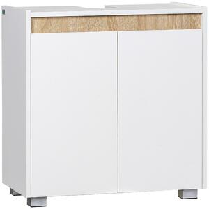 Kleankin Podložkový Koupelnový Skříňka pod Umývadlo s 2 Dveřmi a Úložným Prostorem proti převrácení 57x33x60 cm Bílá | Aosom