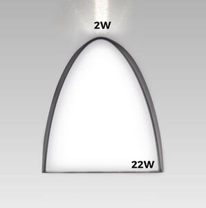 PREZENT Venkovní nástěnné LED osvětlení STERO, 24W denní bílá, IP65, šedé 31652