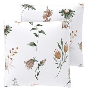 Livarno® Potah na polštář z jemného flanelu, 50 x 60 cm, 2 kusy (květy/bílá) (100410995003)