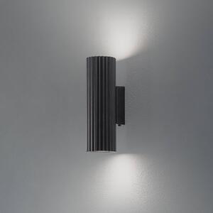 SOLLUX LIGHTING Nástěnné svítidlo Carbon, černé, výška 20 cm, hliník, 2 světla., stmívatelný, Černá, Obývací pokoj / jídelna, Hliník, Moderní