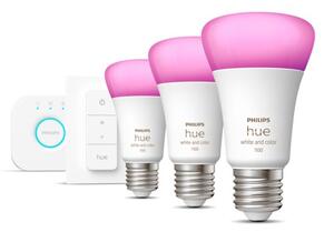 Hue Bluetooth 3x žárovka LED E27 A60 9W 1100lm 2000-6500K RGB + Bridge můstek + ovladač