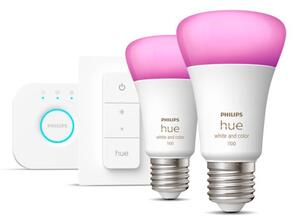Hue sada Bridge + 2x WACA LED žárovka E27 A60 9W 1100lm 2000-6500K RGB IP20 + ovladač