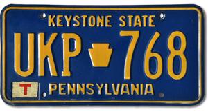Americká SPZ Pennsylvania Keystone UKP-768