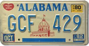 Americká SPZ Alabama Capitol GCF 429