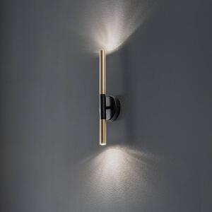 SIGMA Nástěnné světlo Sopel Lux, 2 žárovky, černé/zlaté, výška 38 cm, stmívatelný, Mosaz / zlato, Obývací pokoj / jídelna, kov, Moderní