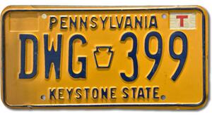 Americká SPZ Pennsylvania Keystone DWG 399