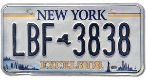 Americká SPZ New York Excelsior LBF 3838