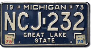 Americká SPZ Michigan 1973 Blue NCJ-232