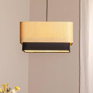Maco Design Závěsné svítidlo Kwadro Duo, černá/béžová, 50x50cm, juta/satin, stmívatelný, Obývací pokoj / jídelna, Textil / tkanina / hedvábí