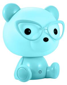 PLX LED dětská noční lampička COLUMBIA, 2,5W, medvídek s brýlemi, modrá 308252