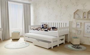 Dětská postel s výsuvnou přistýlkou z MASIVU 180x80cm bez šuplíku - M06