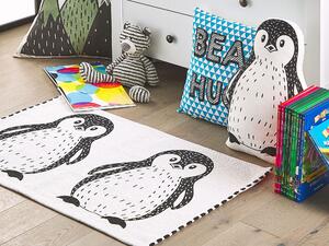 Dětský koberec s potiskem tučňáků 60 x 90 cm černobílý HAJDARABAD