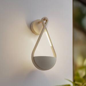 Lucande LED venkovní nástěnné svítidlo Florka, beton, závěsný květináč, IP54, Krémová / jantar, Beton, Moderní