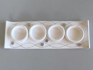 Keramický adventní svícen - bílo-stříbrný Keramika Andreas