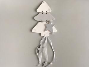 ~ Vánoční stromek na zeď bílo-šedý Keramika Andreas