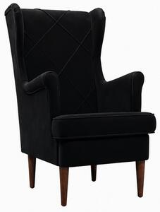 Relaxační křeslo, ušák, odpočinkové, dřevo/kov/samet, 102x78x66 cm, nohy tmavé/černá, Dekorino KR20260075