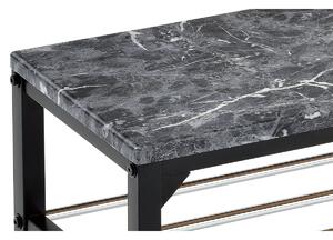 Botník/taburet 2 patra Black marble, 77 x 29 x 42 cm