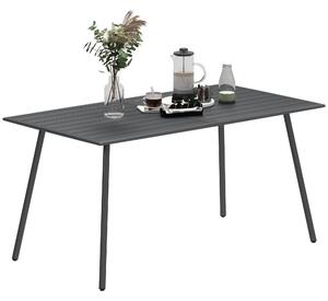 Obdélníkový ocelový zahradní stůl Outsunny 150x80x74 cm - venkovní stůl na terasu s latkovým designem, odolný vůči povětrnostním vlivům, snadno omyvat