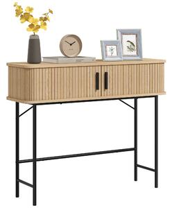 HOMCOM Vintage Konferenční Stůl se 2 Posuvnými Dveřmi a Přihrádkami pro Předsíň 100x30x80 cm Dub | Aosom
