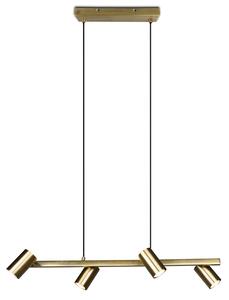 Trio Leuchten 302400404 MARLEY brass - Závěsný bodový lustr nad stůl ve staromosazné barvě, 4 x GU10, 80cm (Čtyřbodový lustr nad jídelní stůl s naklápěcími hlavami)