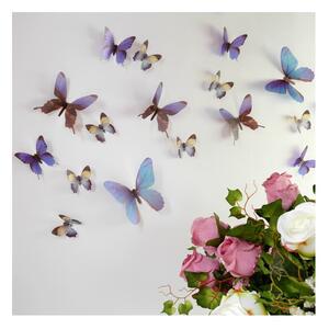 Sada 18 modrých adhezivních 3D samolepek Ambiance Butterflies