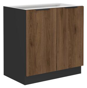 KONDELA Spodní skříňka, ořech okapi/černá, MENZO 80 D 2F BB