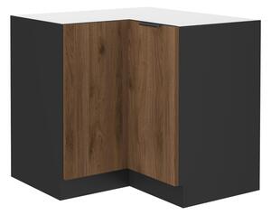 KONDELA Spodní rohová skříňka, ořech okapi/černá, MENZO 90x90 DN 2F BB