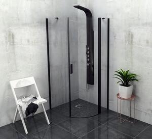 Polysan ZOOM LINE BLACK čtvrtkruhová sprchová zástěna 900x900mm, čiré sklo, pravá, ZL2615BR