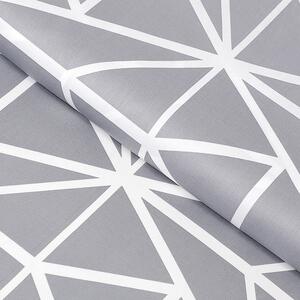 Goldea bavlněný satén deluxe - bílé geometrické tvary na šedém 240 cm