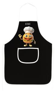 Kuchyňská zástěra Burger EMI, černá