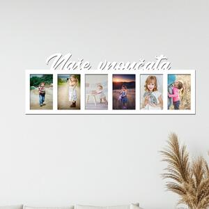 Dřevěný fotorámeček Naše vnoučata Zvolte barvu dekoru: Bílá | Zvolte | Rozměry (cm)grafie šxv (cm): 10x15 | Počet fotorámečků: 6