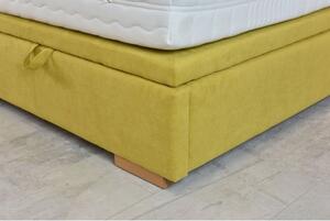 Látková postel 180 x 200 s úložným prostorem žlutá, Novi