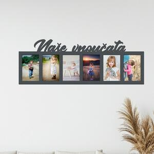 Dřevěný fotorámeček Naše vnoučata Zvolte barvu dekoru: Antracitová | Zvolte | Rozměry (cm)grafie šxv (cm): 10x15 | Počet fotorámečků: 6