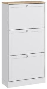 HOMCOM Úzký Botník se 3 Sklápěcími Dvířky, Úložný P prostor pro 18 Párů Bot do Úzkých Chodeb 60x23.5x115 cm Bílý | Aosom