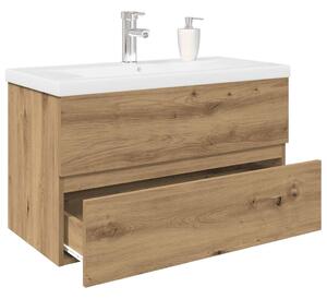 Umyvadlová skříňka s vestavěným umyvadlem a baterie dub artisan 3328934