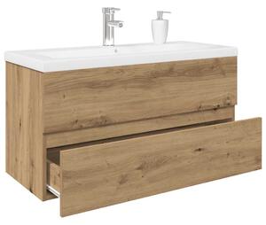 Umyvadlová skříňka s vestavěným umyvadlem a baterie dub artisan 3328936