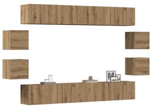 Sada 8 kusů nástěnné TV skříňka dub artisan kompozitní dřevo 3328952