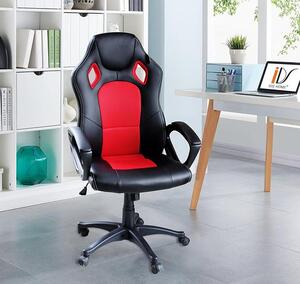 Herní židle s barevným opěradlem, červená