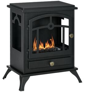 HOMCOM Volně stojící biokrb s hořákem z nerezové oceli o objemu 1,2 l, 3 hodiny doby hoření pro prostory 20-25 m², rozměry 45x28x54 cm, černý | Aosom