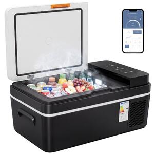 Outsunny kompresorová lednička 20 l, -20 °C až 20 °C, přenosná, ovládání přes aplikaci, LED, USB, ochrana baterie, 12/24 V & 100–240 V AC | Aosom