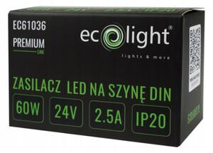 ECOLIGHT Napájecí zdroj na DIN lištu - 24V 60W 2,5A pro IP20 PREMIUM LED pásek