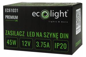 ECOLIGHT Napájení na DIN lištu - 12V 45W 3,75A pro IP20 PREMIUM LED pásek
