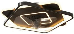 HOMCOM LED stropní světlo s ventilátorem 53 cm – tichý DC motor, 6 rychlostí, časovač, dálkové ovládání, 3 barevné teploty, černé | Aosom