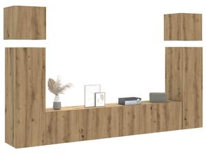 Sada 8 kusů nástěnné TV skříňka dub artisan kompozitní dřevo 3329010