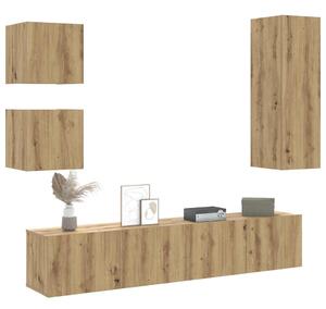 Sada 5 kusů nástěnné TV skříňka dub artisan kompozitní dřevo 3328998