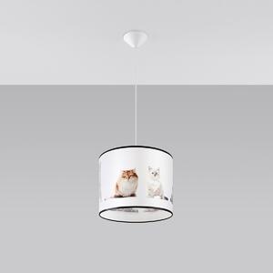 Dětské závěsné svítidlo Kitty, 1x plastové stínítko se vzorem, (fi 30 cm)