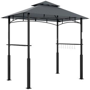 Grilovací pavilon Outsunny s LED 243 x 148 x 248 cm Voděodolný a nehořlavý zahradní pavilon s dvojitou střechou, postranními policemi, altánem s UV oc