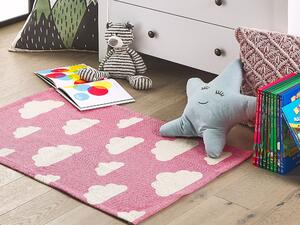 Dětský koberec s potiskem mraků, 60 x 90 cm, růžový, GWALIJAR