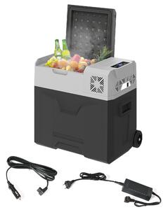 HOMCOM Chladnička s kompresorem 50 litrů Elektrická chlazená až na -20°C Mini chladnička s ECO módem, funkce chlazení, mrazící box 12/230 V pro auto